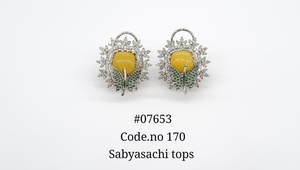 Boucles d'oreilles clous florales 07653, pierres roses, zircon cubique, bijoux plaqués Mehandi pour fête, mariage, cadeau - Product Image 3