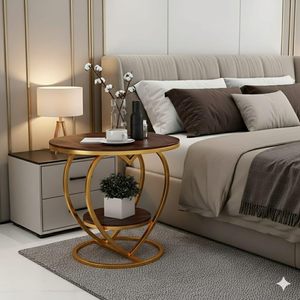 โต๊ะข้างรูปหัวใจ โครงโลหะ โต๊ะข้างแบบดั้งเดิม เป็นมิตรกับสิ่งแวดล้อม ทนทาน ไม้เอ็นจิเนียร์ลายหินอ่อน เฟอร์นิเจอร์ห้องนั่งเล่น - Product Image 5