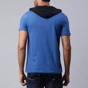 เสื้อยืดแขนสั้นมีฮู้ดทรงเข้ารูปสำหรับผู้ชาย ผ้าถักสีตัดต่อ สวมใส่สบาย ระบายอากาศได้ดี เหมาะสำหรับฤดูร้อน - Product Image 6