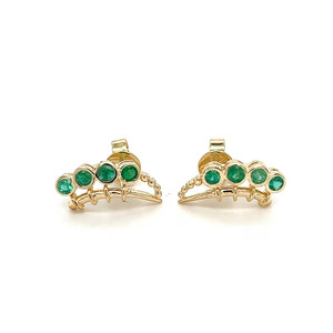 Gold Plated Vintage Crown Stud Earrings with Diamond Bezel Set IGI Certified Women's Party & Everyday Wear Jewelry - Product Image 1