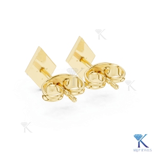Lab Grown Diamond Geometric Rhombus Stud <b>Earrings</b> 4 Stone Cluster 18K <b>Solid</b> Gold Luxury Fine Women Jewelry Wedding Bridal - Product Image 5