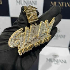 จี้ฮิปฮอปแบบ Iced Out และชาร์มเงินแท้ S925 ชุบทองคำ พร้อมสลักชื่อตามสั่ง ได้รับการรับรองจาก IGI ประดับเพชร VVS มอยส์ซาไนต์ สำหรับผู้ชาย - Product Image 2