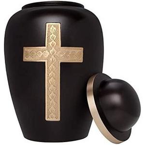 โกศบรรจุอัฐิสำหรับผู้ใหญ่แบบพรีเมียม ทำด้วยมือจากโลหะ สำหรับบรรจุอัฐิมนุษย์ ดีไซน์รูปกางเขนอย่างสวยงาม ขนาดใหญ่ สำหรับตกแต่งและจัดงานศพ - Product Image 3