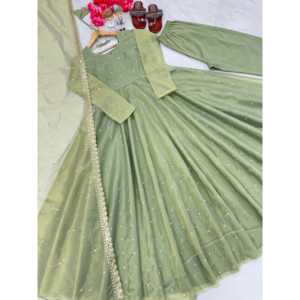 Magnifique ensemble Anarkali avec dupatta et palazzo pour les fêtes, taille XL - Product Image 4