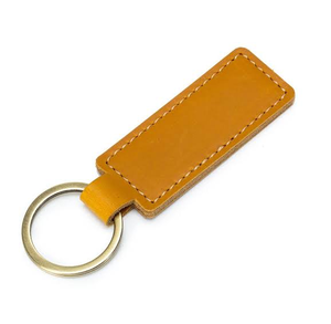 Leather <b>Key</b> Chain Rectangular Yellow Color Durable Stitched Design Customizable <b>Blank</b> For <b>Keys</b> - Product Image 1