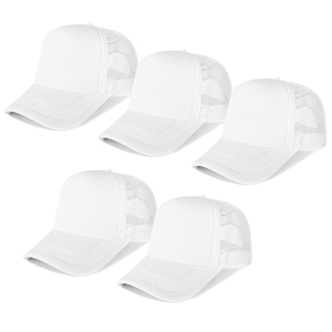 Gorras Trucker Unisex Blancas de Malla, 6 Paneles, Ajustables, Casuales, para Exteriores, Transpirables, para Adultos, Primavera/Verano, Corona Alta - Product Image 1