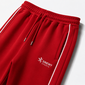 Ensemble de survêtement rouge SINEWY SPORTS, sweat-shirt à col montant entièrement zippé et pantalon, polyester respirant, style sportif d'automne pour adultes - Product Image 6