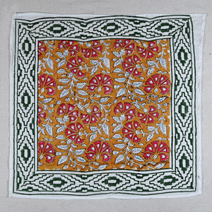 The FABRIA Hand Drawn Floral Pattern Cotton Bandana <b>Head</b> Scarf-Handmade Indian <b>Style</b> Skin-Friendly Quick Dry Breathable Durable - Product Image 1