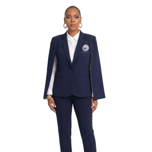 Blazer Cape Jack and Jill pour femme, bleu marine, veste de costume cintrée, tenue élégante et formelle, logo brodé, blazer de bureau élégant - Product Image 4