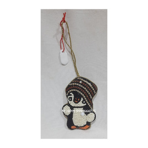 Beautiful Handmade Zari Embroidery Christmas Hanging <b>Ornament</b> Customize Shape Fabric Material Beaded Work Use For Festival Decor - Product Image 2
