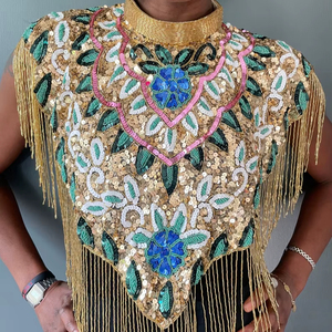 Handmade Luxury 3D Fringe Tassel Decor Crystal Glass <b>Beaded</b> Dance Skirt with Glowing Rhinestones and Lace <b>Trim</b> Sew-On Garments - Product Image 1