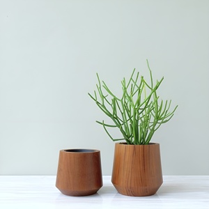 แจกันดอกไม้แห้งแบบโบราณภาชนะไม้เนื้อแข็งสำหรับตกแต่งร้านอาหาร - Product Image 3
