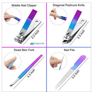 16 in 1 Professional Stainless Steel Portable Manicure <b>Pedicure</b> Kit Nail Clippers Scissors <b>Tools</b> Set Gradient Purple Blue Color - Product Image 4
