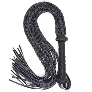 Fouet d'équitation en cuir de vache véritable fait main de 79 cm - Fouet d'entraînement avec poignée en cuir - Product Image 2