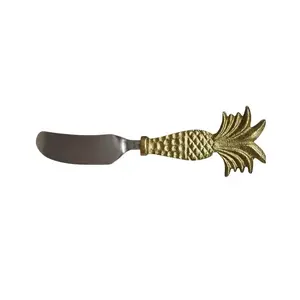 נירוסטה גבינת סכין עם זהב פליז ייחודי אננס עיצוב ידית גבינת סכיני סט גבינת מפזר הסט