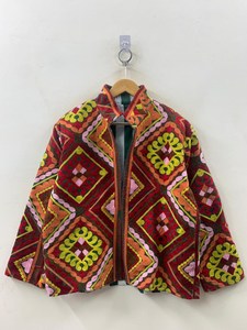 Geometric Pattern Statement Gray <b>Velvet</b> Suzani Embroidered Jacket Classic Winter Warm Hippie <b>Coat</b> Festive Cardigan Gift For Her - Product Image 3