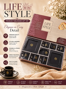 Juego de Regalo de Tazas y Tazones de Cerámica de Lujo, 4 + 4 Piezas, Caja de Papel Rígido, Vajilla para Té y Café con Impresión, para las Fiestas - Product Image 6