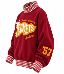 Sweat-shirt décontracté d'hiver surdimensionné à col montant pour femme, en molleton de coton, avec logo brodé et imprimé, vente en gros - Product Image 2