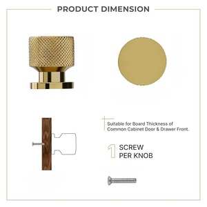 Poignée de tiroir de luxe dorée, bouton rond moleté texturé en laiton, quincaillerie de meubles pour tiroirs de cuisine, maison et bureau - Product Image 6