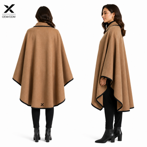 Manteau poncho en laine pour femme X Custom |   Fabricant et fournisseur pakistanais de vêtements d'hiver longs à capuche, teints unis, mode OEM ODM - Product Image 2
