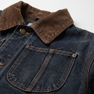 Men's Vintage Canvas <b>Jacket</b> <b>Zip</b>-<b>Up</b> Workwear Coat Contrasting Corduroy Collar Pocket 100% Cotton Solid for Winter - Product Image 5