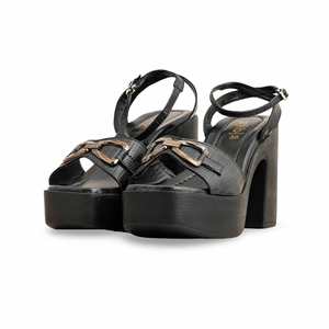 Sandale à talon pour femme noire PU0458 - Product Image 3