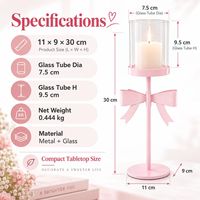 Porte-bougie romantique en métal avec cylindre en verre rose, décoration de table pour événements de mariage, vente en gros, fabricant OEM ODM
