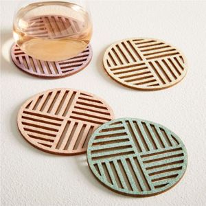Custom Modern Geometric Felt Coasters Set Eco Friendly Heat Resistant Drink Cup <b>Mats</b> Non Slip Table Coaster for <b>Bar</b> Home Decor - Product Image 1