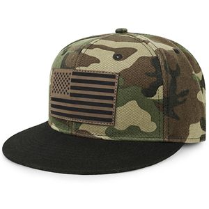 Casquette Snapback Unisexe à 6 Panneaux avec Motif Camouflage et Drapeau Américain, Panneau Avant Appliqué, Ajustable, Style Décontracté pour l'Extérieur - Product Image 1