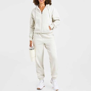 Sudadera con capucha y cremallera para mujer, con cordón ajustable, logotipo personalizado, color liso, forro polar, manga larga, corte regular, transpirable, venta al por mayor - Product Image 6