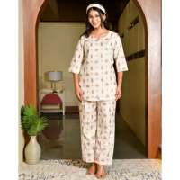 Vedia Ensemble en coton tissé floral décontracté pour femme, longueur genou, taille XS, avec détection d'aiguille