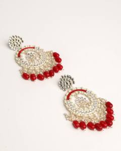 Lujoso candelabro Kundan Chandbali con cuentas, joyería tradicional india para bodas, venta al por mayor, con perlas incrustadas, Meenakari, chapado en oro, étnico. - Product Image 4