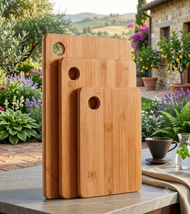 Planche à découper en bois de bambou épaisse et robuste, grande, moyenne et petite, pour la préparation des aliments en cuisine - Product Image 1
