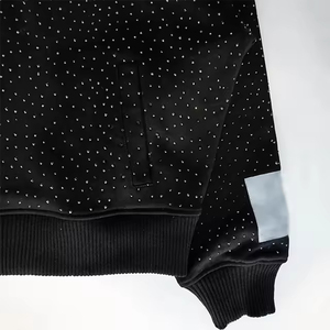 Nouveau sweat à capuche unisexe surdimensionné en polyester-coton, imprimé numériquement, délavé à l'acide, brodé de strass, collection hiver 2026 pour homme - Product Image 5