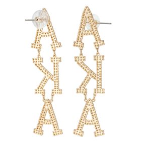 Pendientes Colgantes Dorados, Rosas y Verdes con Cristales Brillantes, Joyería de Moda para Mujer, Diseño de Letras, Accesorio Elegante, Regalo para Fiesta - Product Image 6