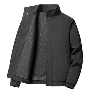 High Quality Autumn Casual Simple Streetwear Plus Size Zipper Fashion Loose Stand Collar Nonwoven <b>Plain</b> Dyed Breathable Bomber - Product Image 6