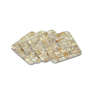 Handcrafted Mother of Pearl <b>Coaster</b> <b>Set</b> <b>With</b> Wooden <b>Holder</b> Luxury MOP Inlay Square Drink <b>Coasters</b> Natural Iridescent Shell Mats - Product Image 3