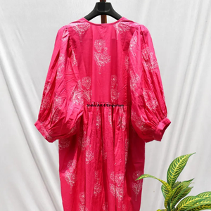 Beautiful floral Cotton Block Printed dress Dress For Casual wear Hand Block Printed Dress - Product Image 3