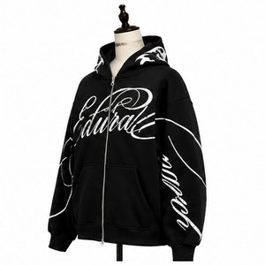 Sudadera con Capucha para Hombre, Corte Regular, Forro Polar, Bordada, Invierno, Estilo Hip Hop, Personalizada, con Cremallera, Diseño Graffiti, Estampado Digital Urbano - Product Image 5