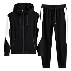 Ensemble de survêtement à capuche pour homme, color block, manches longues, fermeture éclair, tenue de sport décontractée, automne, respirant, polyester, pantalon de jogging, deux pièces - Product Image 3