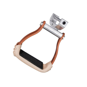 Étriers en aluminium avec sangles en cuir et coussinets en caoutchouc pour l'équitation, étriers à coussinets en caoutchouc, étriers d'équitation - Product Image 6