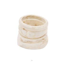 Classic Resin <b>Bangle</b> Set White Marbled Pattern Unisex Fashion Jewelry Bracelets - Product Image 3