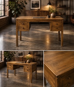 โต๊ะทำงานไม้สักแท้ 4 ลิ้นชัก รุ่นเรียบง่าย รุ่น JW008 - Product Image 2