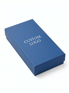 Caja de Papel Rígido Azul, Forma Rectangular, Embalaje de Regalo Portátil con Forro de Plástico Reutilizable - Product Image 5