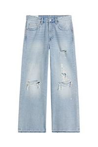 Jean pour homme coupe droite ample en denim délavé à l'acide, avec patchs logo personnalisés, jean évasé de haute qualité, jean déchiré pour homme - Product Image 5