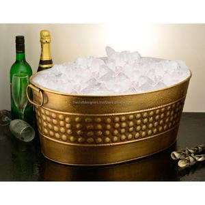 Conception martelée boissons refroidisseur glace laiton Antique Champagne bol à glace seau grand Style luxueux refroidisseur à vin seau décoration - Product Image 1