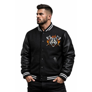 Veste bomber varsity en molleton d'hiver, personnalisable avec logo, broderie de haute qualité, imperméable, écologique, style streetwear. - Product Image 2