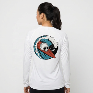 T-shirt à manches longues pour homme avec imprimé crâne sur le dos, séchage rapide, jersey décontracté, blanc - Product Image 4