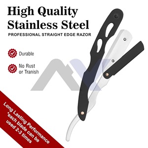 Professional Premium 100 Percent Stainless Steel Barber <b>Straight</b> Razor Close Face Shaving Manual Shavette Grooming Tool - Product Image 4