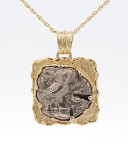 Vintage 18K Gold Plated Zinc Alloy Pendant With Natural Stone Bezel Setting Themed Charm Unisex Jewelry Gift - Product Image 2